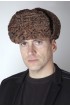 Brown karakul lamb fur hat, Russian style 